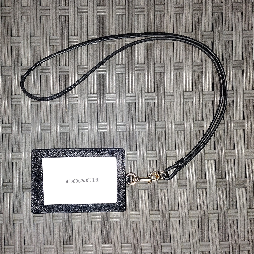 Coach Black ID Card Holder with Lanyard